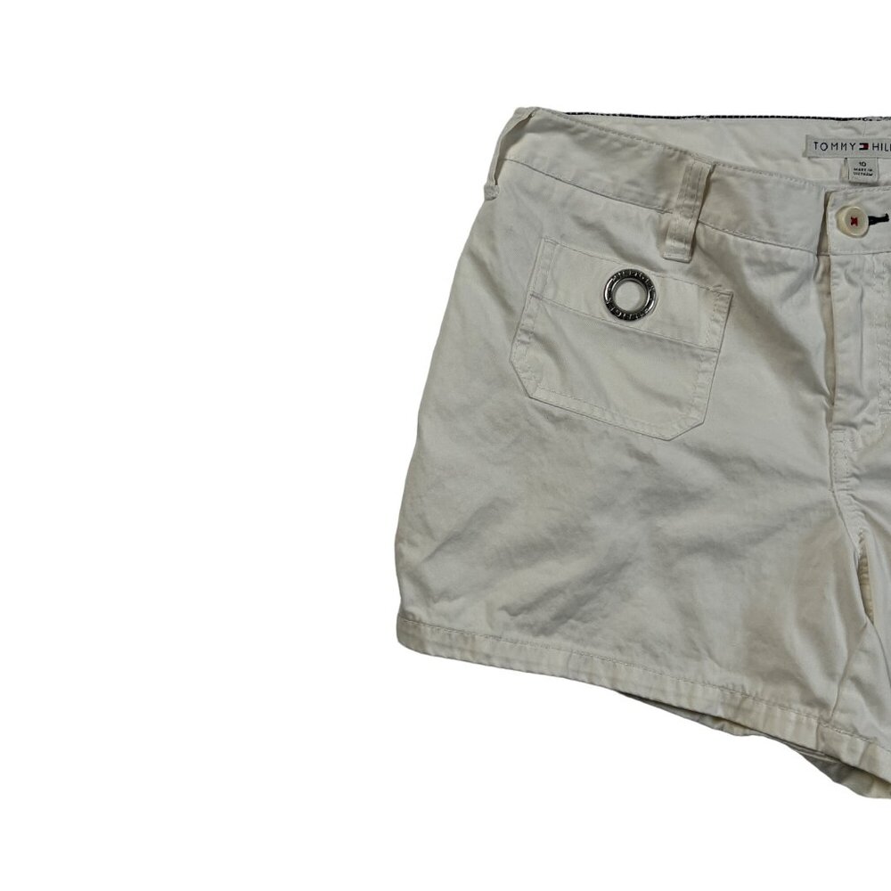 Tommy Hilfiger Shorts Women's Flat Front Metal Accent Pockets Chinos White 10 - Picture 4 of 14
